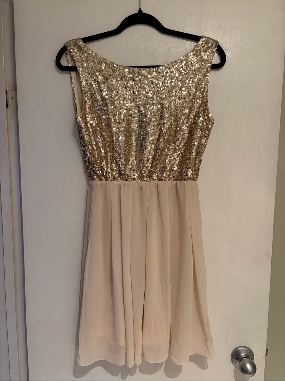 Alythea Cream Dress with Gold Sequins Top